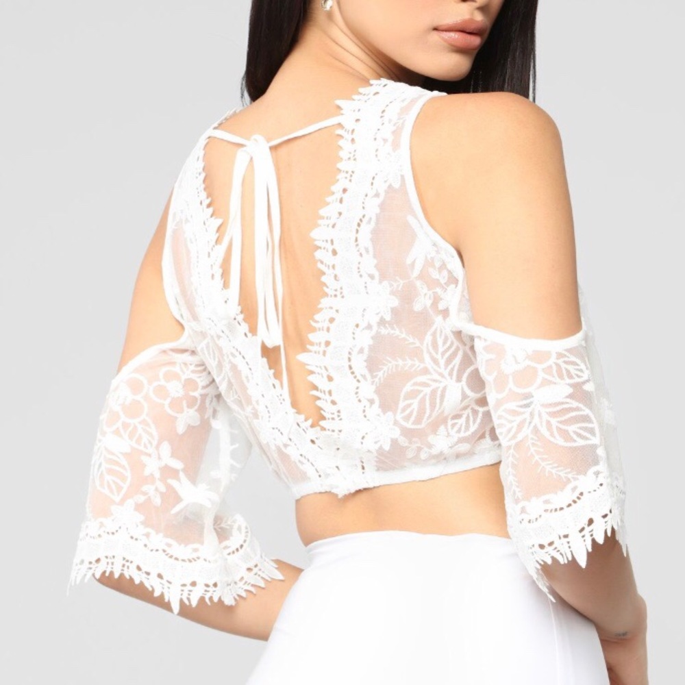 White lace crop top